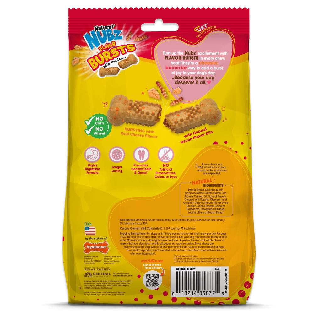 Back view of Nubz Flavor Bursts Small 8ct in packaging
