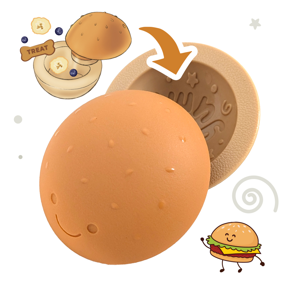 Medium Treat Toy For Medium Dogs Chew Toy in Classic Cheeseburger Flavor in package