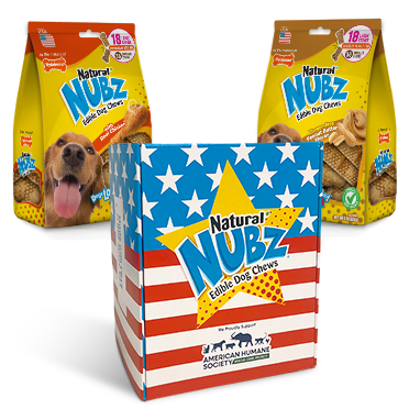 Nubz Red, White & Blue dog treat gift box packaging