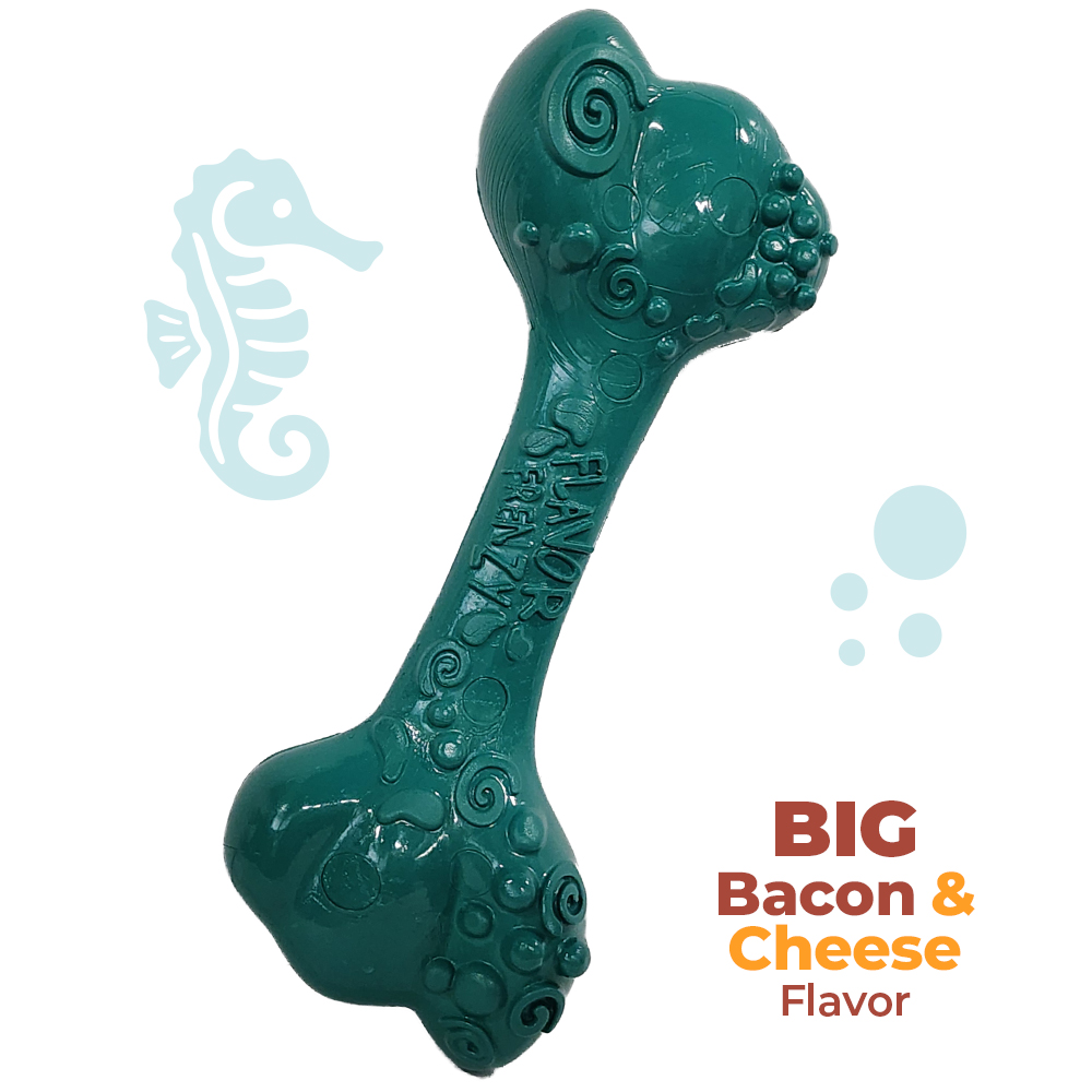 X-Large Frenzy Bone For Large Dogs Chew Toy in Big Bacon and Cheese Flavor in package​
