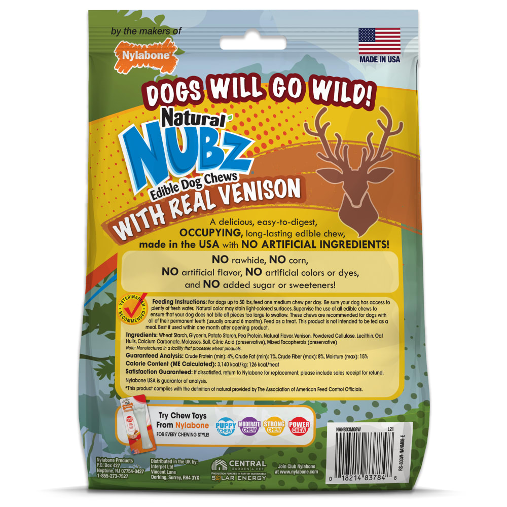 Nylabone Nubz Wild Venison In Packaging Back