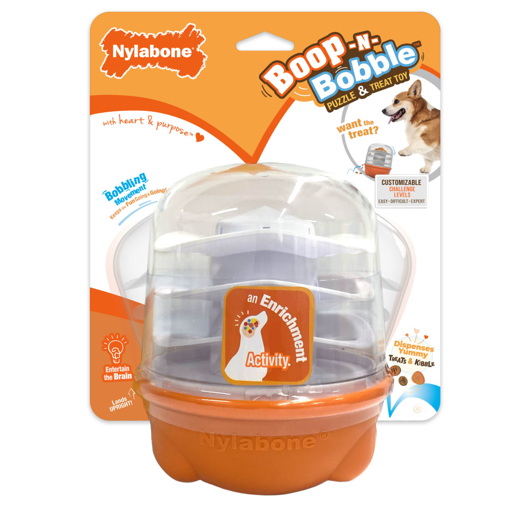 Front view of Nylabone Boop N Booble in packaging