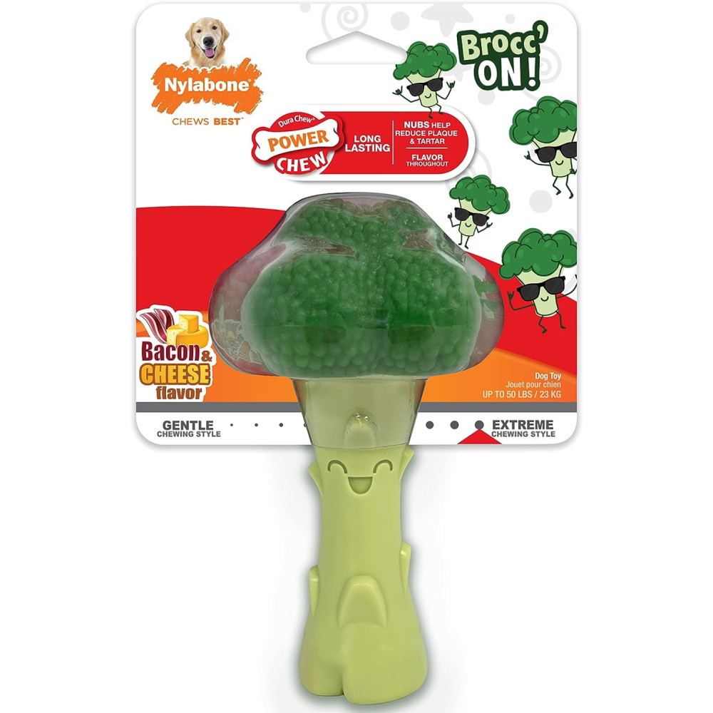 Broccoli shaped novelty chew toy.