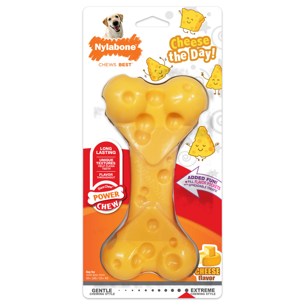 Front view of Nylabone Dura Chew Cheese Bone Flavor Giant in packaging