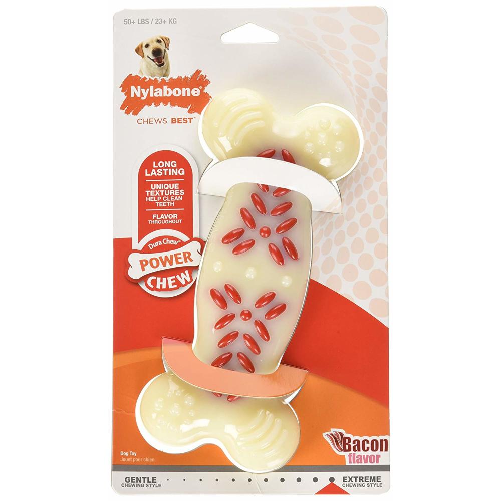 Bacon Flavored Power Chew bone in packaging.