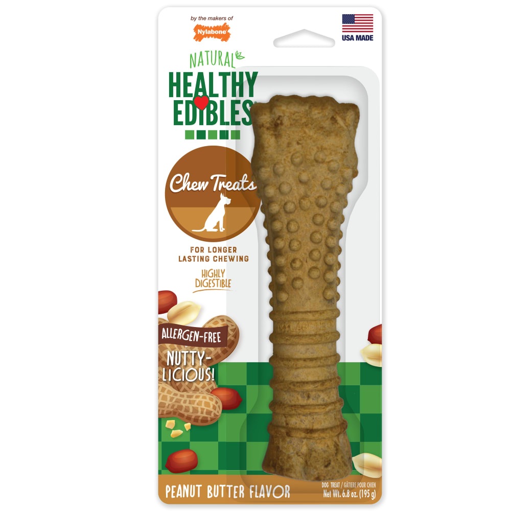 Front view of Nylabone Healthy Edibles Peanut Butter Souper in packaging