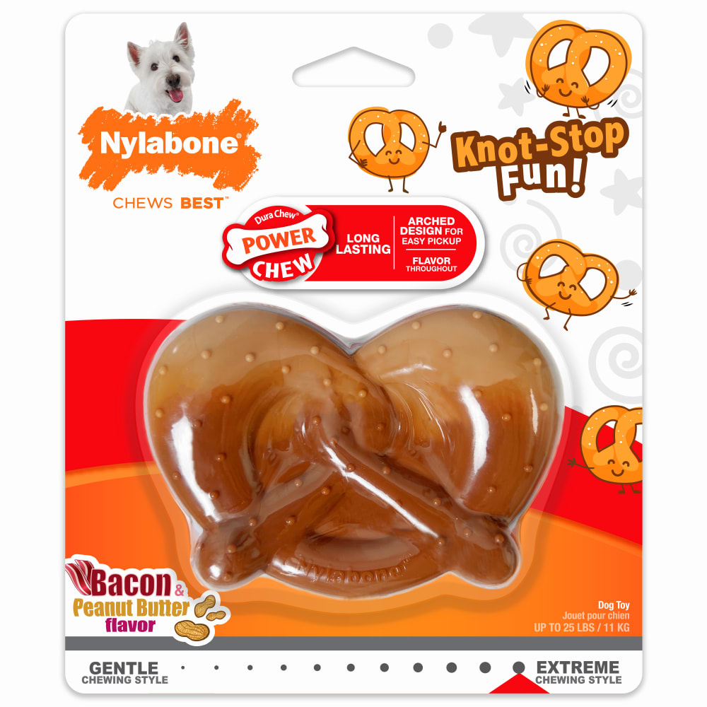 Front view of Nylabone Nylabone Power Chew Pretzel Toy in packaging