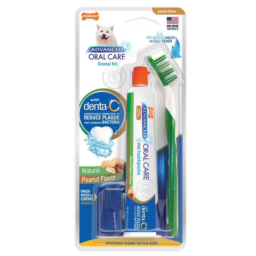 Front view of Nylabone Aoc Natural Pb Dental Kit in packaging