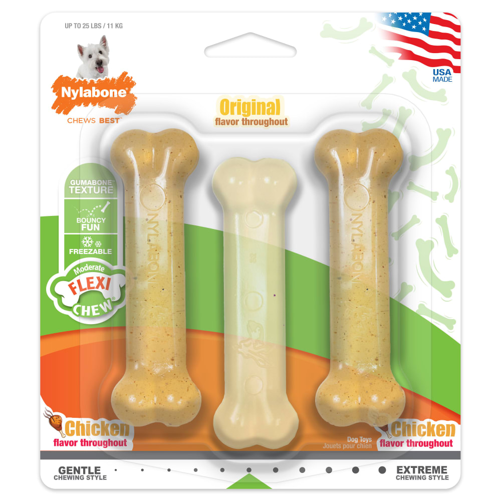 Front view of Nylabone Triple Pk Reg in packaging